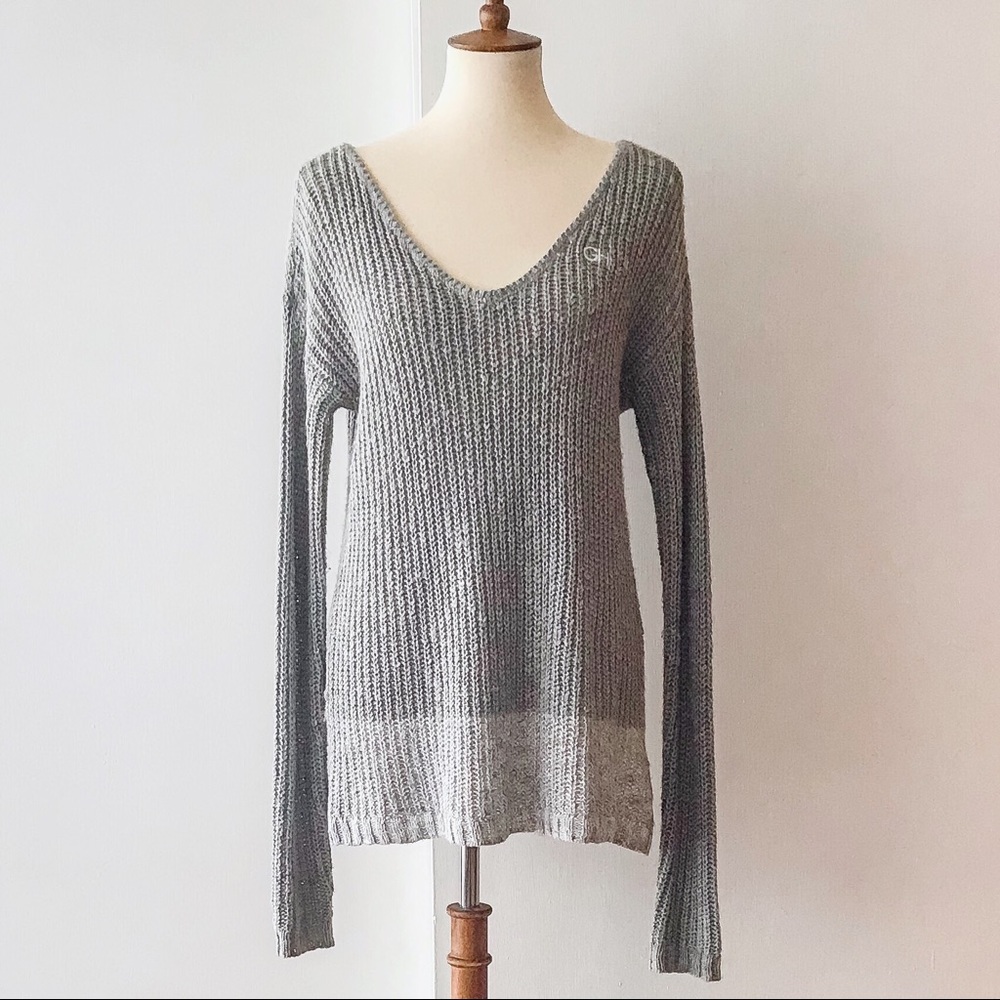 Gilly Hicks Gray Vneck Tunic Sweater sz XS